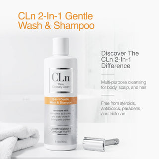 CLn 2-in-1 Gentle Wash & Shampoo 8oz 3-Pack CLn Skin Care 