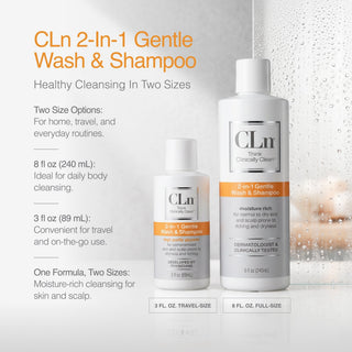 CLn 2-in-1 Gentle Wash & Shampoo 8oz 3-Pack CLn Skin Care 